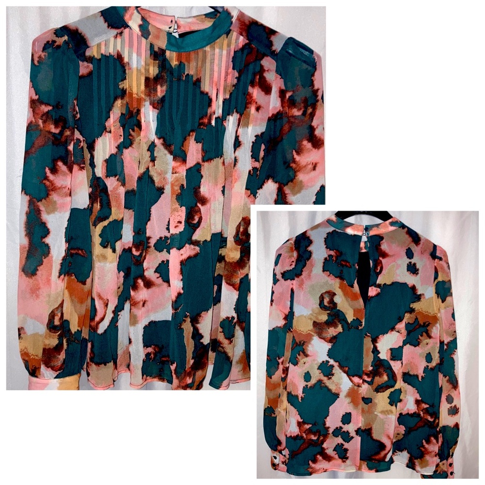 BANANA REPUBLIC Teal Luster Blouse Top Small S pink